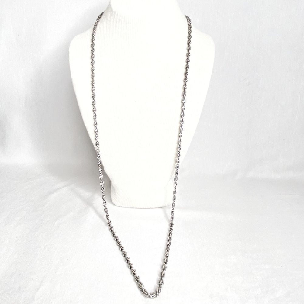 💎Silver Tone Scroll Chain Necklace 36 Inch Long Unisex Layering Opera Length